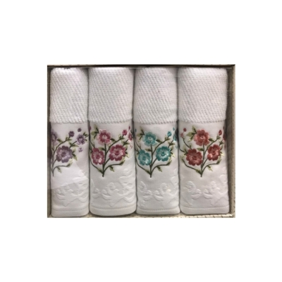 Özdilek Havlu Kutulu 4lu Pansy Beyaz