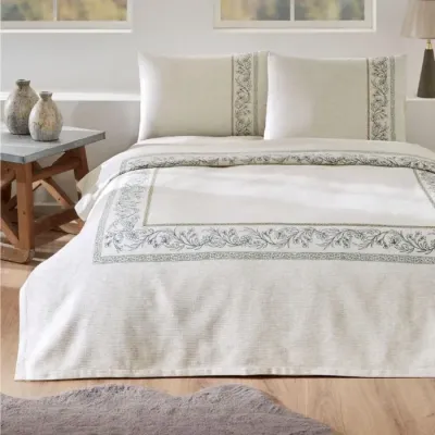 Özdilek Pıke Takımı Çift Kişilik  Rnf Bordado Krem