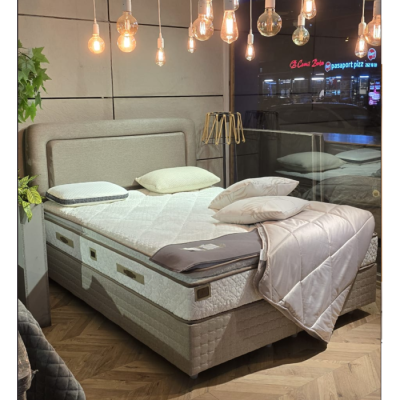 Ramadan Ç.k. 150*200 Baza-başlık-yatak Set Bej-kahve